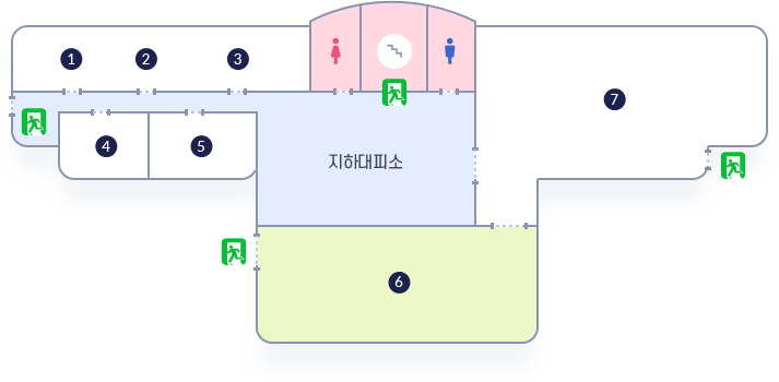남양주 시청 제 1청사 본관 지하 1층의 조감도 - 자세한 설명은 하단 참조